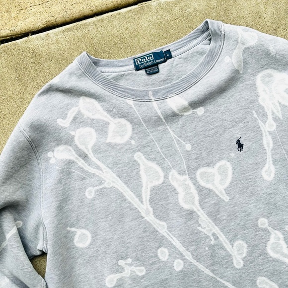Polo Ralph Lauren Sweatshirt Womens Size Large Crew Neck Gray Factory Dye - Picture 2 of 6